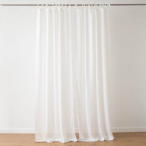 Linenme Sheer Linen Curtain With Ties Off White Garza