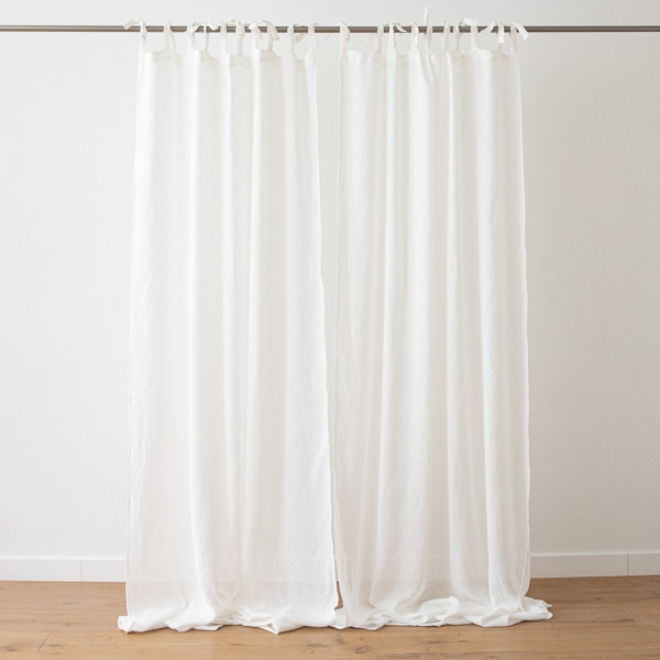 Linenme Sheer Linen Curtain With Ties Off White Garza