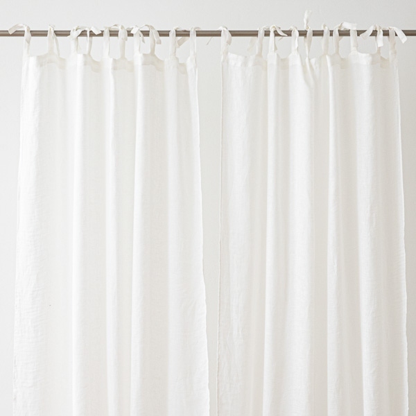 Linenme Sheer Linen Curtain With Ties Off White Garza