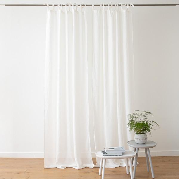 linenme Sheer Linen Curtain With Ties Off White Garza
