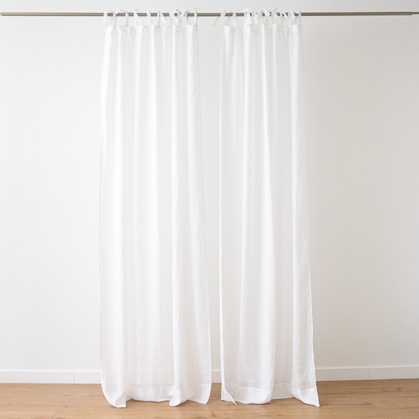 Linenme Sheer Linen Curtain With Ties Optical White Garza