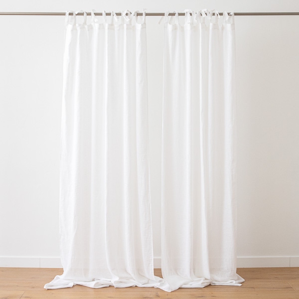 Linenme Sheer Linen Curtain With Ties Optical White Garza
