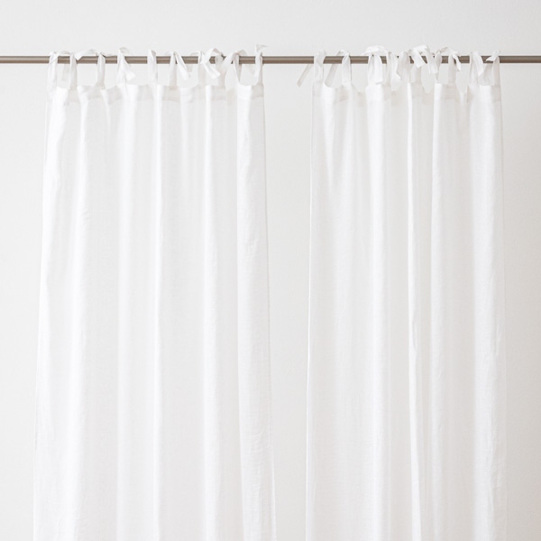 Linenme Sheer Linen Curtain With Ties Optical White Garza