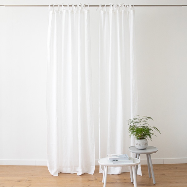 linenme Sheer Linen Curtain With Ties Optical White Garza