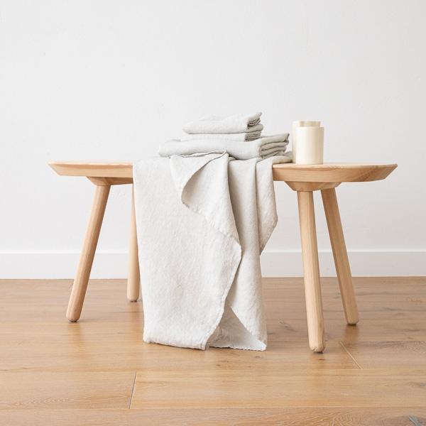 Linenme Silver Linen Bath Towels And Hand Towels Washed Waffle