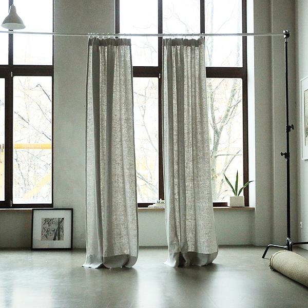 Linenme Silver Linen Curtain Panel With Pencil Pleats Lara
