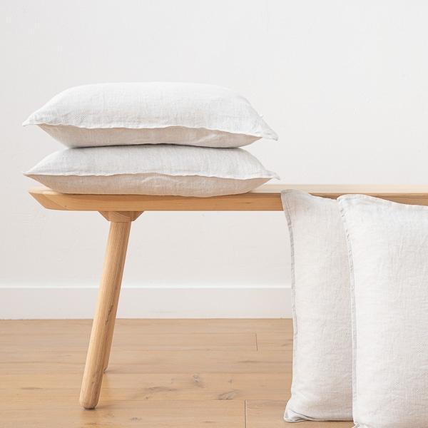 Linenme Silver Linen Cushion Cover Stone Washed Rhomb