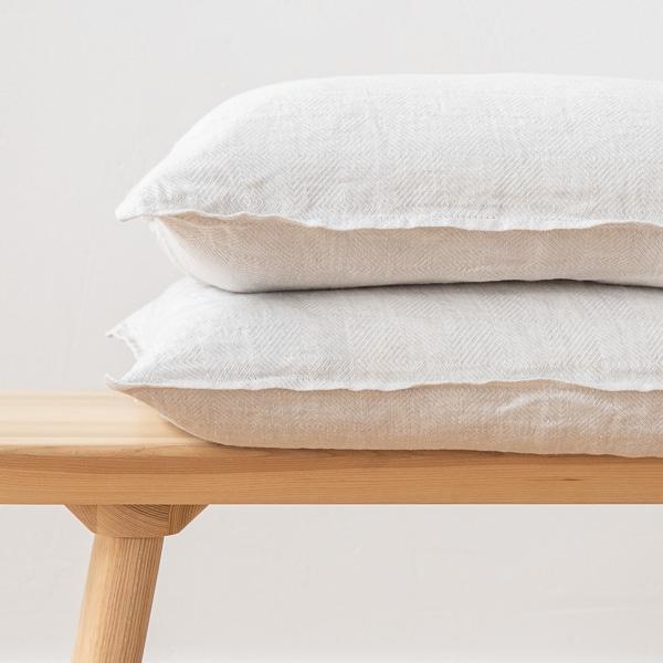 Linenme Silver Linen Cushion Cover Stone Washed Rhomb