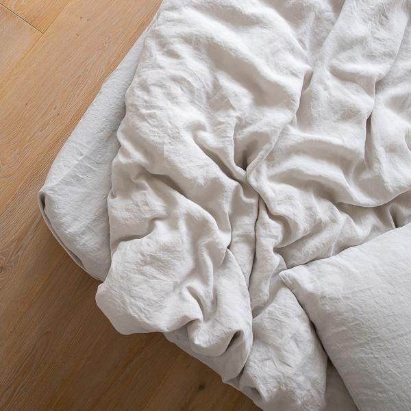 Linenme Silver Linen Deep Fitted Sheet Stone Washed