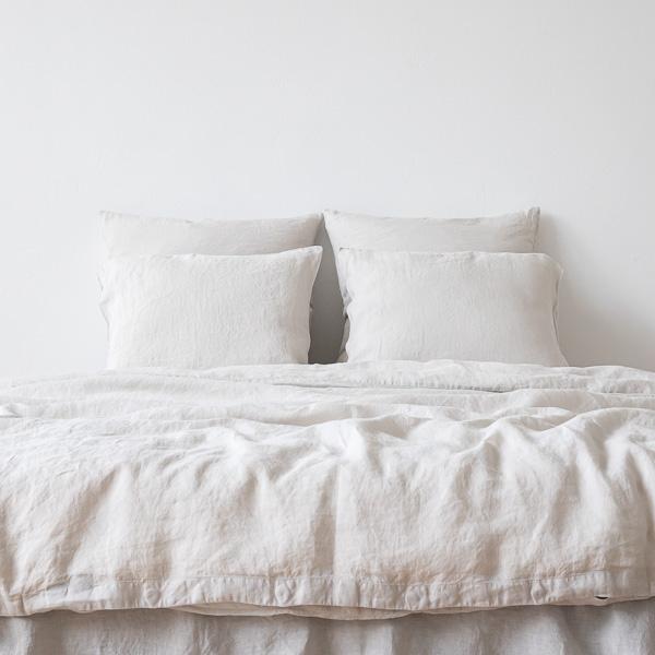 Linenme Silver Linen Deep Fitted Sheet Stone Washed