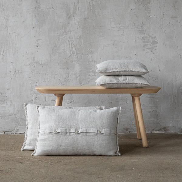Linenme Silver Rustic Linen Cushion Cover With Fringes