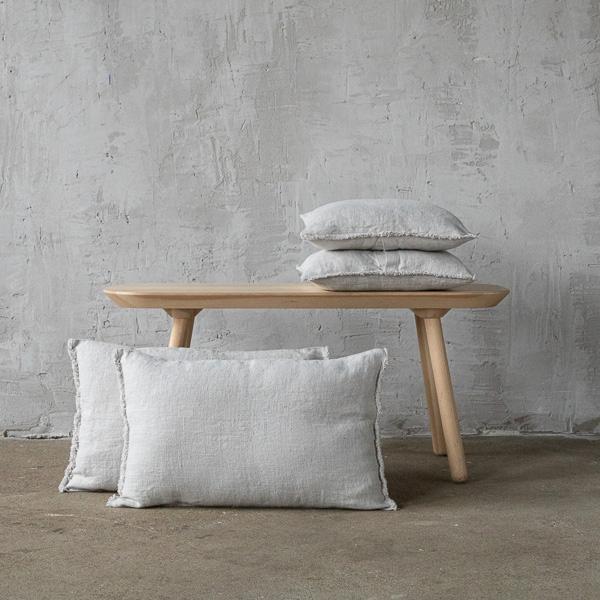 linenme Silver Rustic Linen Cushion Cover with Fringes