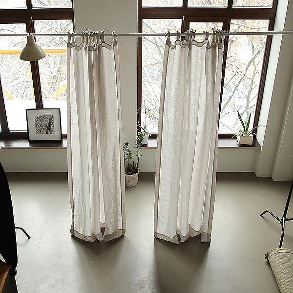 Linenme Silver Stone Washed Linen Curtain Panel With Ties