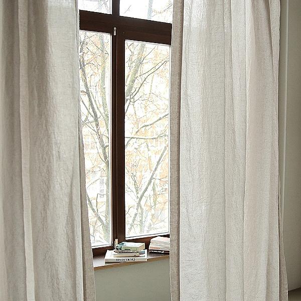Linenme Silver Stone Washed Linen Curtain Panel With Ties