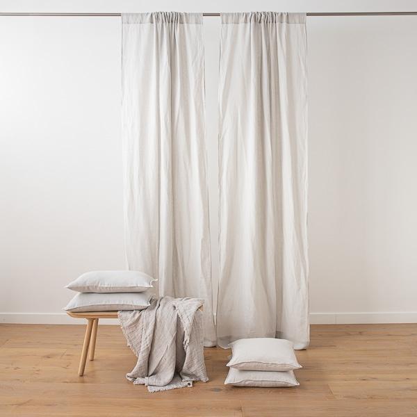 Linenme Silver Stone Washed Rod Pocket Linen Curtain Panel