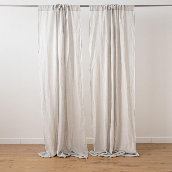 Linenme Silver Stone Washed Rod Pocket Linen Curtain Panel