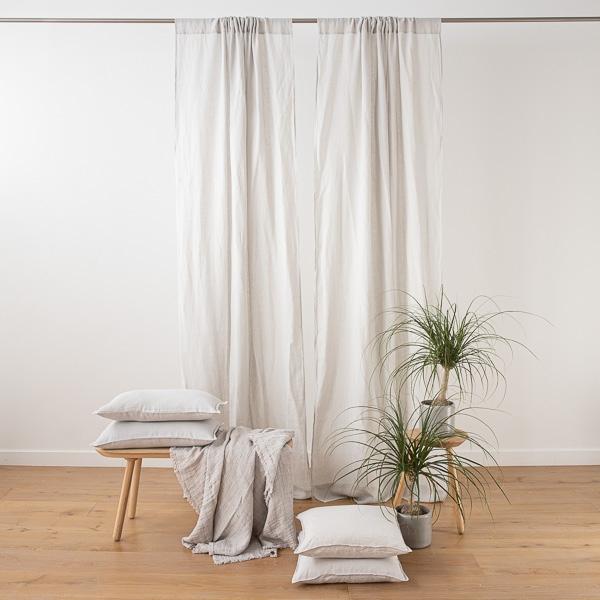 linenme Silver Stone Washed Rod Pocket Linen Curtain Panel