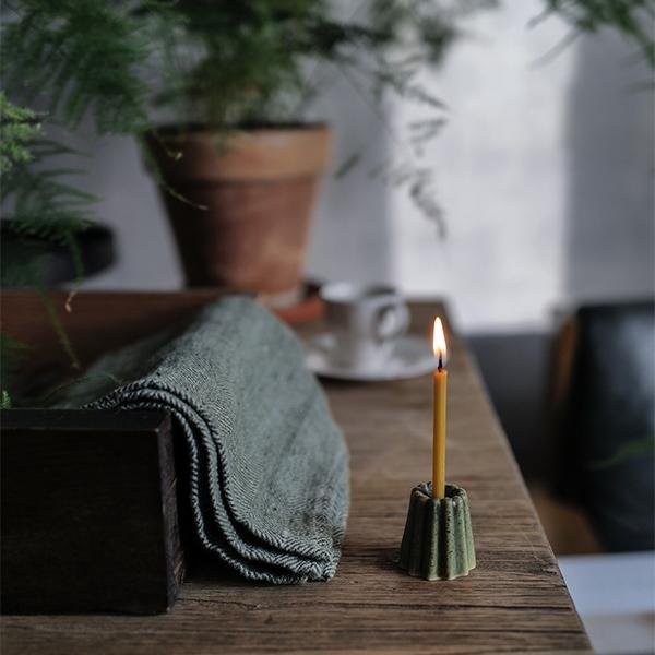 linenme Small Porcelain Candle Holder Melange Green