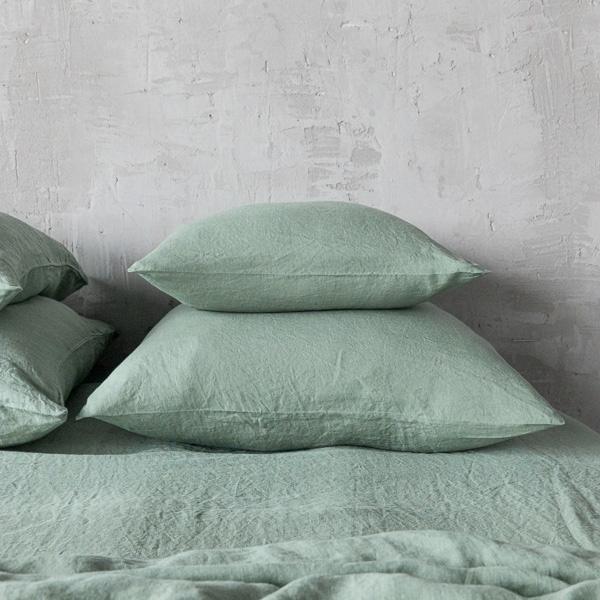 linenme Spa Green Stone Washed Bed Linen Pillow Case