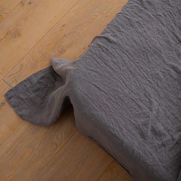 Linenme Steel Grey Stone Washed Bed Linen Flat Sheet