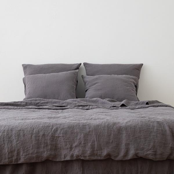 Linenme Steel Grey Stone Washed Bed Linen Pillow Case