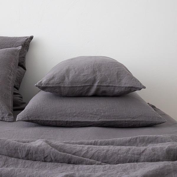 linenme Steel Grey Stone Washed Bed Linen Pillow Case