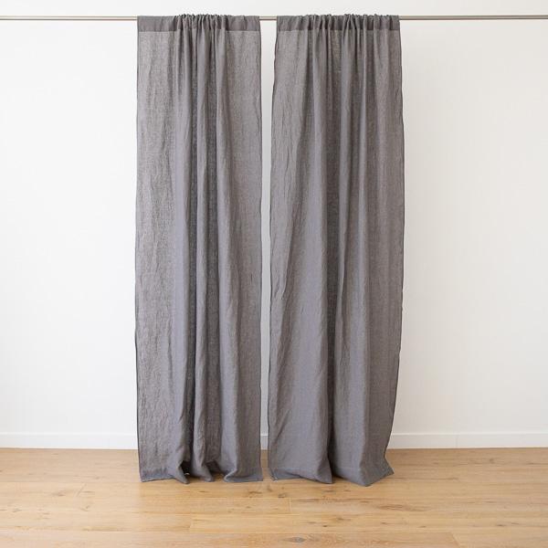 Linenme Steel Grey Stone Washed Linen Rod Pocket Curtain Panel