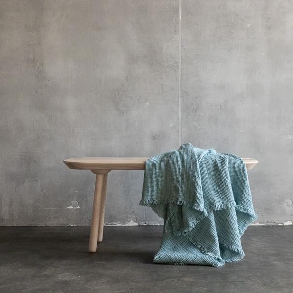 Linenme Stone Blue Linen Fabric Sample Washed Waffle Big