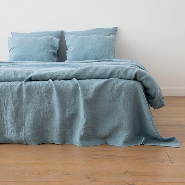 linenme Stone Blue Stone Washed Bed Linen Flat Sheet