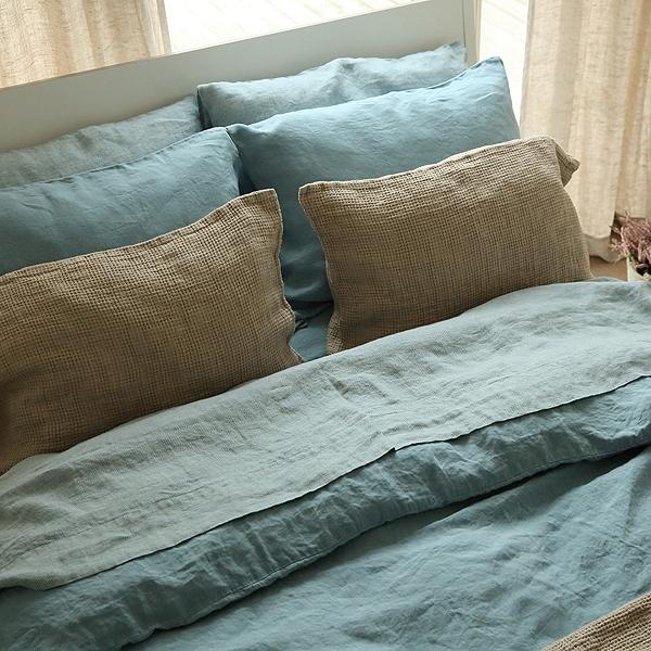 Linenme Stone Blue Stone Washed Rhomb Bed Linen Flat Sheet