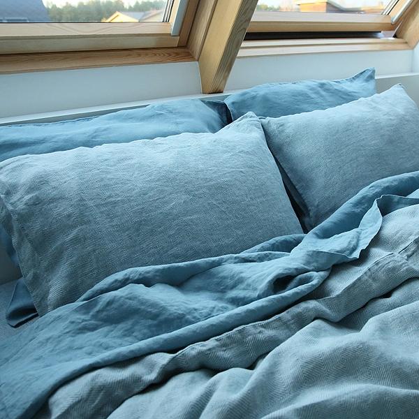 Linenme Stone Blue Stone Washed Rhomb Bed Linen Pillow Case