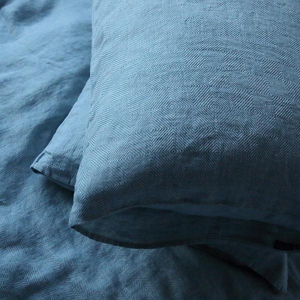 Linenme Stone Blue Stone Washed Rhomb Bed Linen Pillow Case