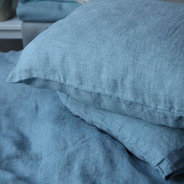 Linenme Stone Blue Stone Washed Rhomb Bed Linen Pillow Case