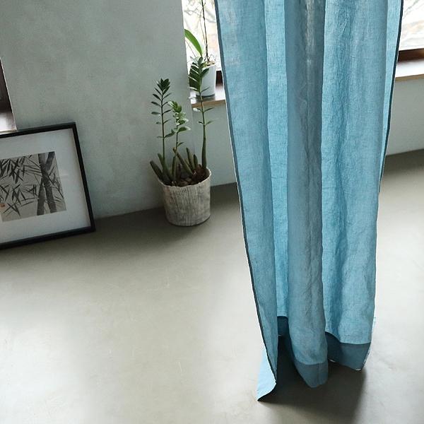 Linenme Stone Blue Stone Washed Rod Pocket Linen Curtain Panel