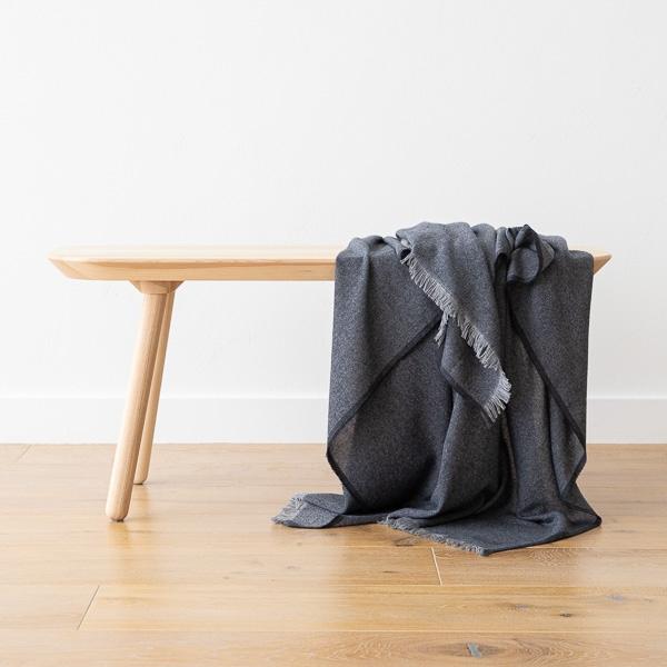 Linenme Super Fine Merino Wool Throw Indigo Salvatore