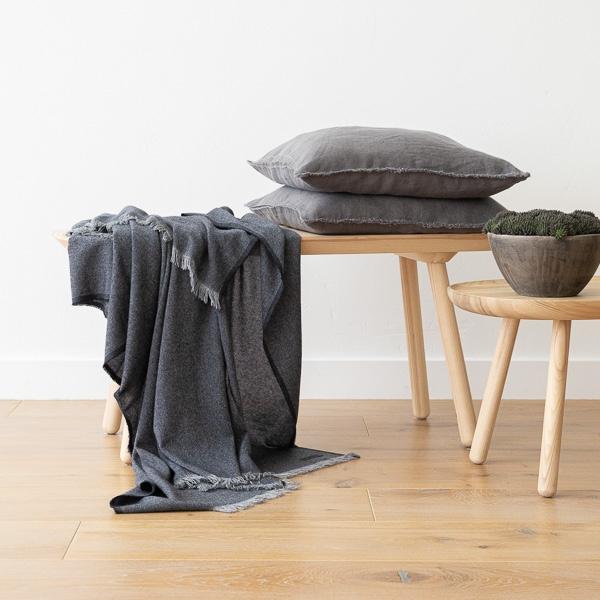 Linenme Super Fine Merino Wool Throw Indigo Salvatore