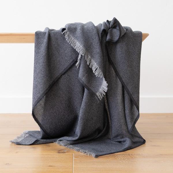linenme Super Fine Merino Wool Throw Indigo Salvatore