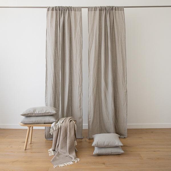 Linenme Taupe Stone Washed Rod Pocket Linen Curtain Panel