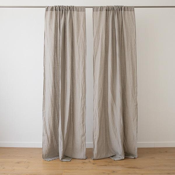 Linenme Taupe Stone Washed Rod Pocket Linen Curtain Panel