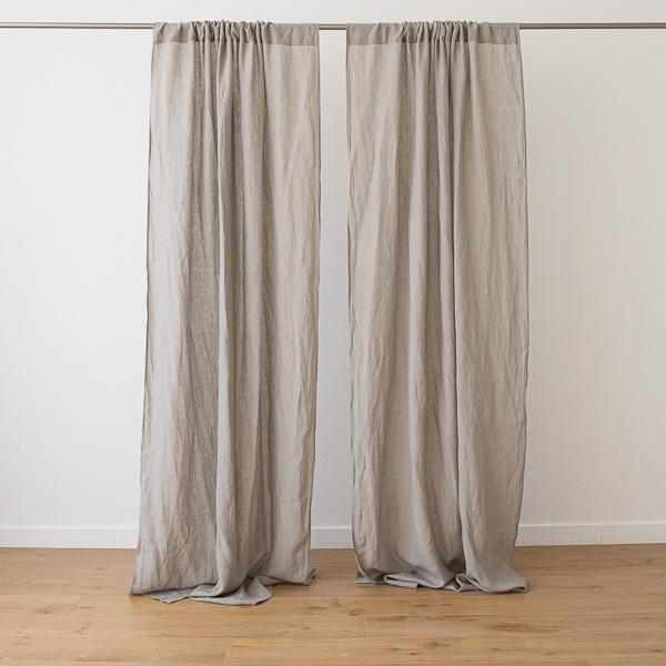 Linenme Taupe Stone Washed Rod Pocket Linen Curtain Panel