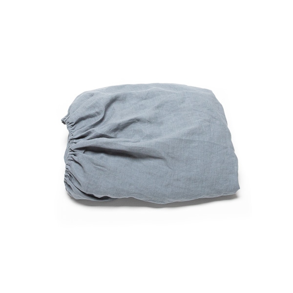 Linenme Washed Bed Linen Fitted Sheet Deep Pocket Slate Blue