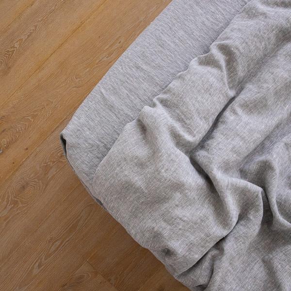 Linenme Washed Bed Linen Fitted Sheet Melange Graphite