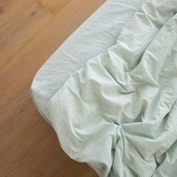 Linenme Washed Bed Linen Fitted Sheet Pinstripe Mint