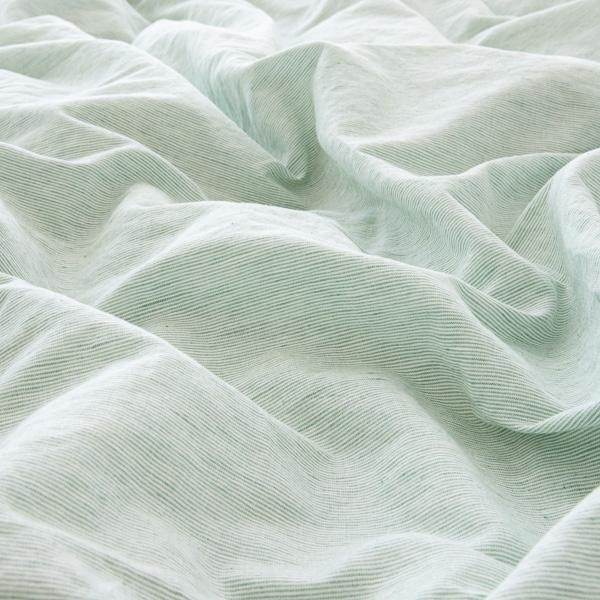 Linenme Washed Bed Linen Fitted Sheet Pinstripe Mint