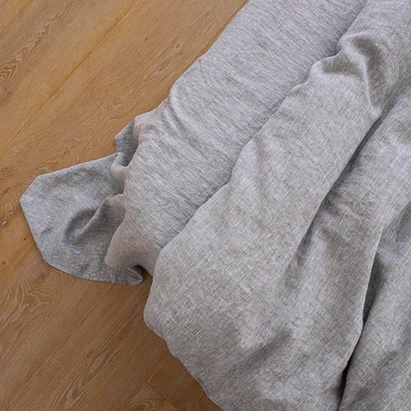 Linenme Washed Bed Linen Flat Sheet Melange Graphite