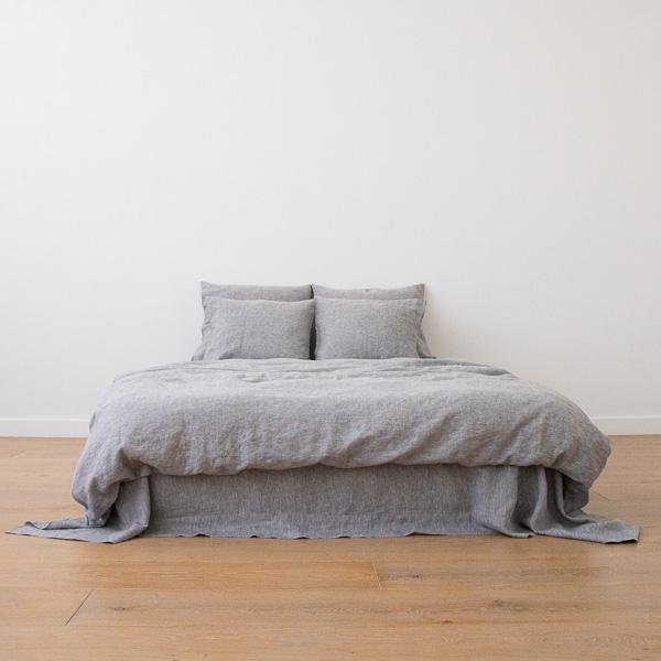 Linenme Washed Bed Linen Flat Sheet Melange Graphite