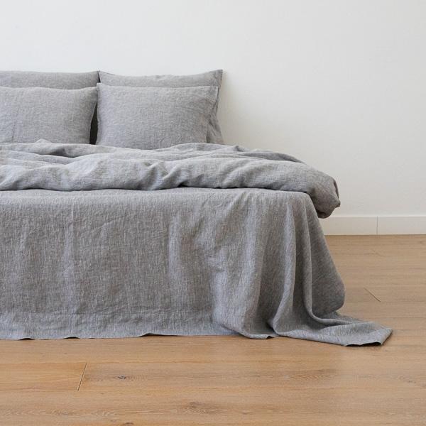 linenme Washed Bed Linen Flat Sheet Melange Graphite