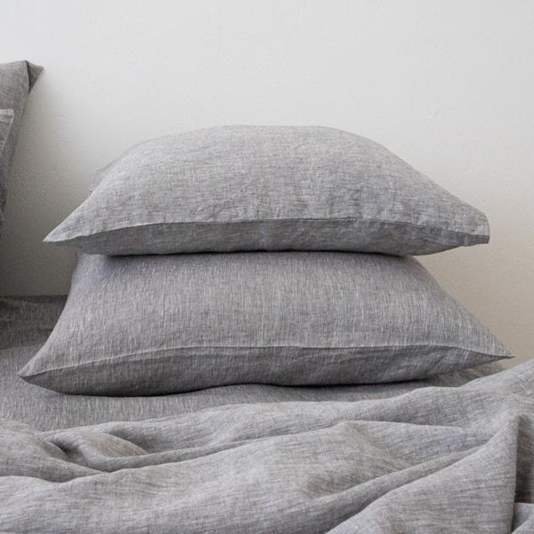 Linenme Washed Bed Linen Pillow Case Melange Graphite