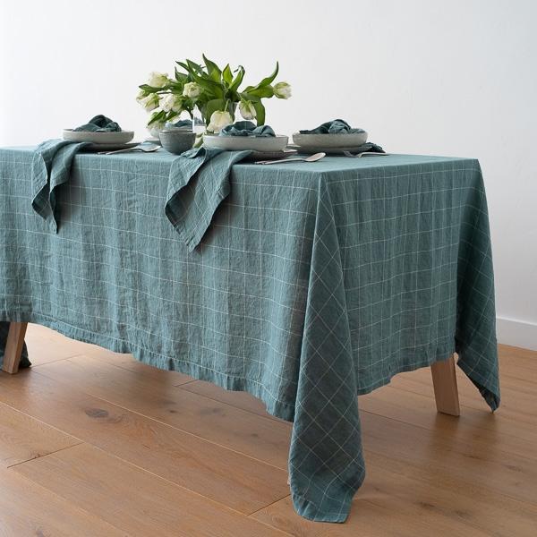 Linenme Washed Linen Napkin Arctic White Window Pane