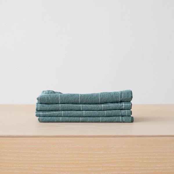linenme Washed Linen Napkin Arctic White Window Pane